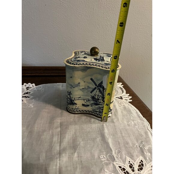 Dutch Scene Windmill Ship Tin with Lid, some paint drips - Picture 4 of 6